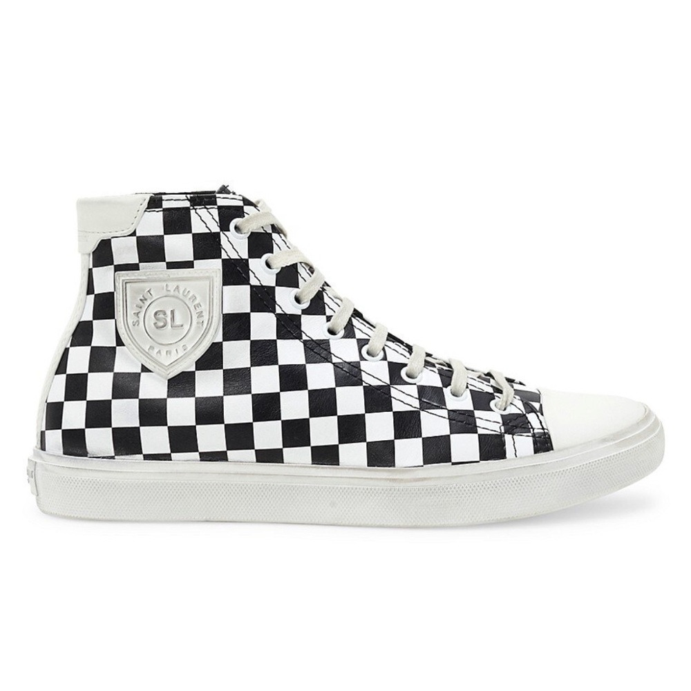 Saint Laurent Bedford High Top Sneakers Retro Checkered in Black and white